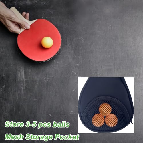 Table Tennis Racket paddle cover，Ping Pong Paddle Carry Sleeve Bag,Table Tennis Bat Protective Paddle Sleeve, Ping Pong Paddle Racket Bag Case With Ball Storage Mesh Pocket and Shoulder Carry Strap