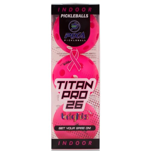 PIXA Titan Pro 26 Indoor Pickleball - USAPA Approved, Durable Indoor Pickleballs, Consistent Bounce, Smooth Flight, Ideal for Competitive Play- Packs of 3, 6, 12, 50