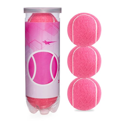 Tennis Balls 3/4 Pack – High Elasticity Training & Practice Balls for Beginners, Durable High-Visibility Colored Balls for Dog Exercise, Ideal for Hard, Clay & Grass Courts - color: Pink-3P