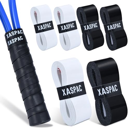 6 Pack Premium Overgrip Tape for Tennis, Pickleball & Badminton - Absorbent Dry Feel, Anti-Slip PU Material, Pre-Cut for Easy Installation, Enhanced Control & Durability (Black/White)
