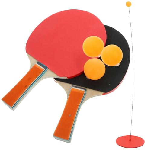 Luxshiny Table Tennis Training Set with Elastic Shaft, Wooden Paddle and Base, Single Player Ping Pong Practice Kit and Family Use, Includes Random Color Ball and Sturdy Random Color