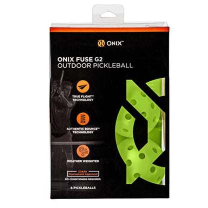 Onix Fuse G2 Outdoor Pickleball Balls USA Pickleball Approved - color: Neon Green, size: 6 Pack