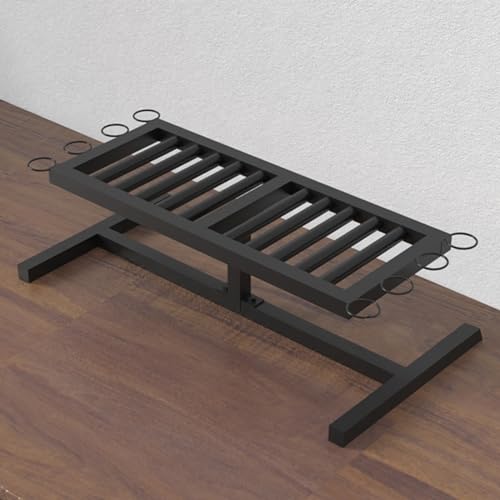 Sports Ball Organizer Holder Shelf Desktop Table Tennis Racket Holder with 8 Round Balls Rack, Black Metal Organiser for Home/Office/Club/Gym, Space Saving - Hold 10 Ping Pong Balls Racquets