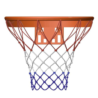 THUNDERBAY 18 inch Standard Double Spring Flex Reinforced Wall Mounted Basketball Rim, Two Nylon Nets Include One Nightlight Basketball Net - style: Basketball Rim with 1/2" Net Steel Braces