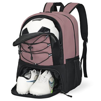 Goloni Soccer Bag, Basketball Bag with Ball Compartment & Shoe Compartment,Large Soccer Backpack for Basketball,Gym，Football - color: Brown