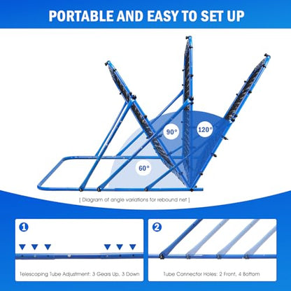 Soccer Baseball Rebounder Net, Soccer Goal Net, Volleyball Softball Rebound Pitchback Net Quick-Switch Angle Training for Control, Passing Practice, Bounce Back Rebounder Goals Gifts Trainer Equipment - size: 6FTx4FT