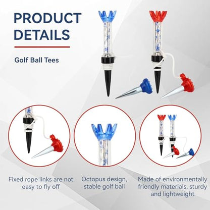 HERCHR 4 PCS Golf Tees, Plastic Magnetic 70mm Long Reusable Practice Tees, Unbreakable Flexible Spring Golf Tee Set for Men Women Driving Range Mat Training Indoor Outdoor
