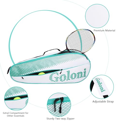 Goloni | 3 Racquet Tennis Bag, for Professional or Beginner Tennis Players, Rackets Cover Bag with Protective Pad & Lightweight | Unisex Design for Men, Women, Youth and Adults - color: Green