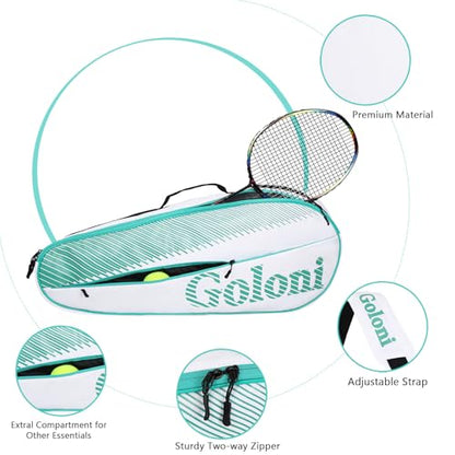 Goloni | 3 Racquet Tennis Bag, for Professional or Beginner Tennis Players, Rackets Cover Bag with Protective Pad & Lightweight | Unisex Design for Men, Women, Youth and Adults - color: Green