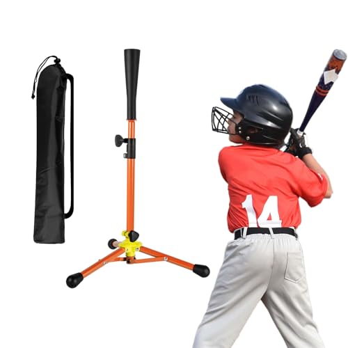 Kids Baseball Tee, 20.87 to 31.29 Inches Batting Tees for Baseball with Carry Bag, Portable Stable Baseball Tees for Hitting, Tripod Tanner Tee for Baseball Practice Stand Aged 3-8 Years - color: Orange Batting Tee