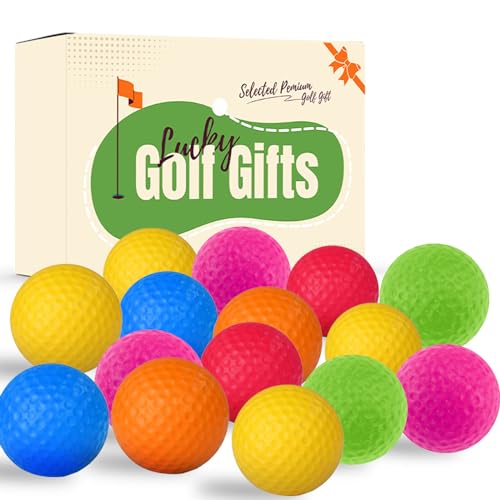 VEASAERS Golf Practice Balls Foam Colored Value 15 Pack, Golf Ball Limited Flight for Indoor Outdoor Driving Range Backyard Training Idea Gift Box for Men Women Golfer