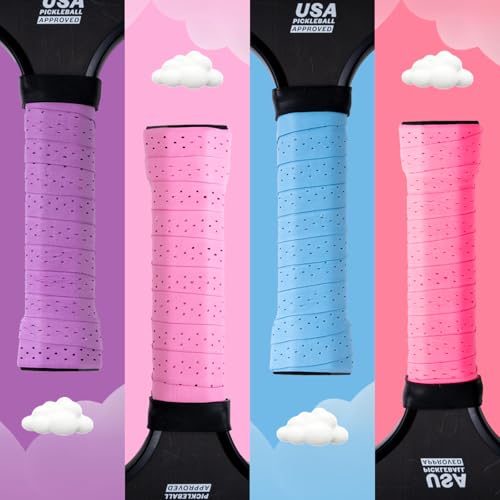 Pickleball Paddle Overgrip, 6-Pack Pickleball Paddle Grip Tape, Precut Perforated, Max Tacky & Sweat-Absorbing - Non-Slip Grip for Enhanced Control