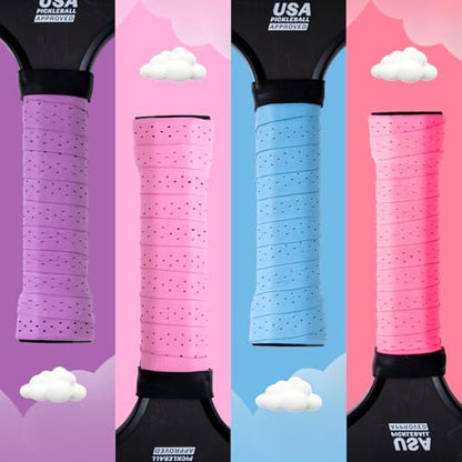 Pickleball Paddle Overgrip, 6-Pack Pickleball Paddle Grip Tape, Precut Perforated, Max Tacky & Sweat-Absorbing - Non-Slip Grip for Enhanced Control