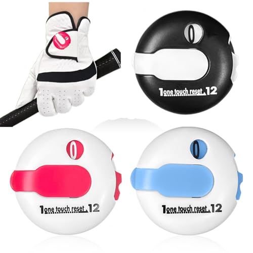 Mini Golf Score Counter with Reset – Easy Attach to Scorekeeper Gloves, Compact Stroke Tracker for Golf Games - color: Black Pink Blue