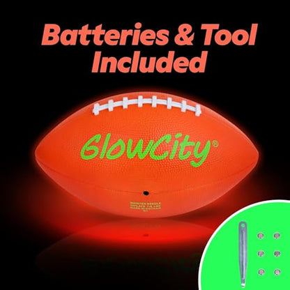 GlowCity Glow in The Dark Football - Size 3/6 Light Up Ball Gifts for Kids, Junior & Teens - Bright Football for Night Outdoor Games - Sports Birthday Gift Ideas for Boys Ages 6 7 8 9 10 11 12 13 14 - size: Size 3 (Kids/Pee Wee), style: Rubber (Pump + Box
