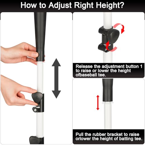 Baseball Tee Batting Tee Softball Tee Portable Travel Hitting Tee,Easy Adjustable Height,Stable Tripod Stand - color: White, style: Tee