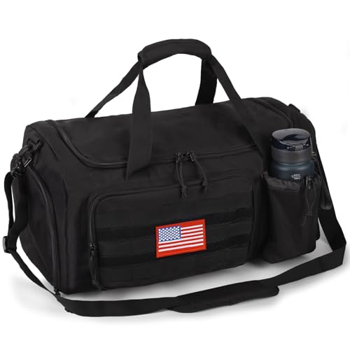 Tactical Gym Bag for Men, 60L Large Capacity Duffle Bags with Shoes Compartment, Sports Bag with wet compartment, Multi-functional Weekend Bags Suitable for Travel, Camping,hiking - color: Black, size: Large
