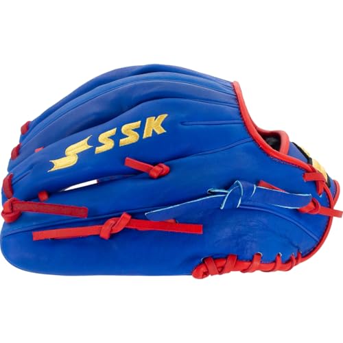 SSK Z5 Craftsman Youth Baseball Glove – 10.5” – 11” – 11.25” – 11.5” Right & Left Hand Throw - color: Royal/Red - One-Piece Web, size: 11" - Right Hand Throw