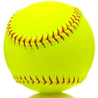 Sports Practice Fastpitch Softballs, Yellow Softballs Training Ball Unmarked & Leather Covered for Games, Practice and Training