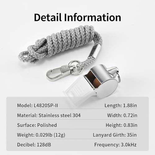 HUTOU Whistle 2 Packs Stainless Steel Coach Sports Whistle with Lanyard, Loud Crisp Sound Whistle Ideal for Coaches, Referees, and Official