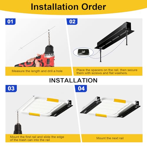 Heavy Duty Garage Ceiling Storage Rack System, Overhead Bin Slide Track Rails for 5 Bins (6 Pack), Adjustable Tote Hanger, 176 Lbs Capacity Steel - size: 6 Pack