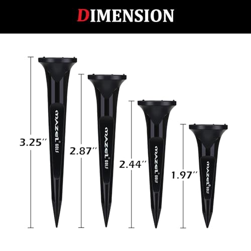 MAZEL Transparent Plastic Golf Tees 8 Pack,Enhanced Durability & Stability Plastic Tees with 5 Prongs,Minimize Friction and Side Spin - color: Black