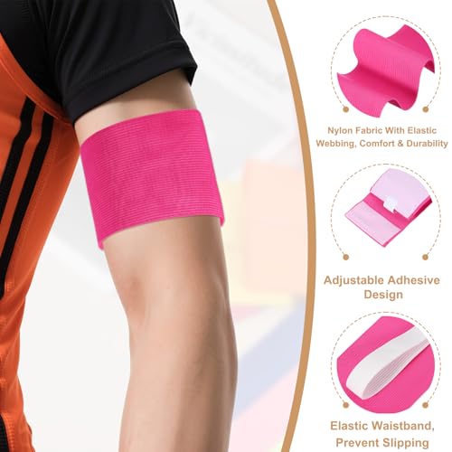 Captain Armbands, Adjustable Leader Arm Bands for Soccer Elastic Team Sport Arm Band-Fitting for Football/Volleyball/Rugby - color: Rose Red