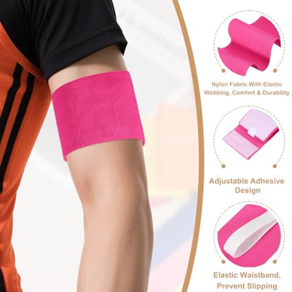 Captain Armbands, Adjustable Leader Arm Bands for Soccer Elastic Team Sport Arm Band-Fitting for Football/Volleyball/Rugby - color: Rose Red