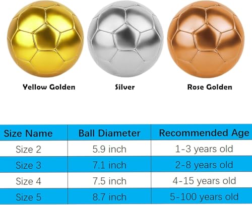 Soccer Ball Size 3 4 5 DIY Craft Boys Girls Adults Birthday Gift with Pump Needle Training Practice - color: Silver, style: Size 4