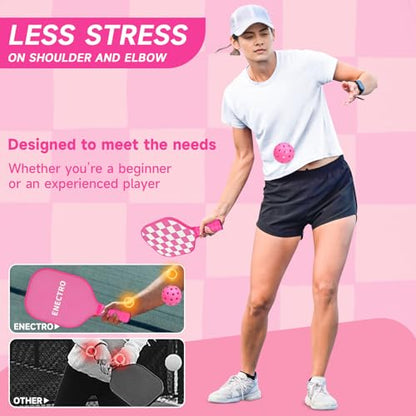 Pink Pickleball Paddles Set of 2/4, USAPA Approved Fiberglass Pickle Ball Set with 2/4 Cute Lightweight Pickleball Rackets, 2 Indoor &2 Outdoor Balls, 1 Pickleball Bag for Women, Beginner, Youth