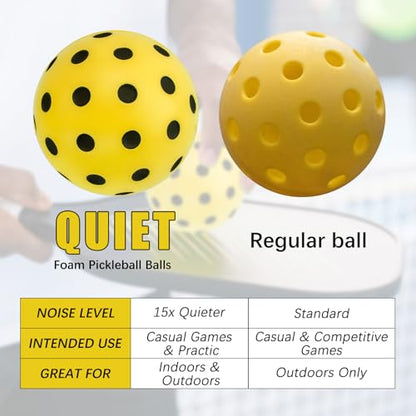 CEYAZYE 6 Pcs Silent Pickleball Balls, Soft Foam Balls for Indoor and Outdoor Practice, Low-Noise and Durable, Pickle Ball for Beginners Adult Outdoor Training