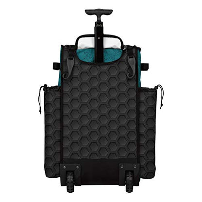 Boombah Rolling Superpack 2.0 3DHC Baseball/Softball Gear Bag - 23-1/2" x 13-1/2" x 9-1/2" - Multiple Colors - Telescopic Handle and Holds 4 Bats - Wheeled Version - color: Black/Teal