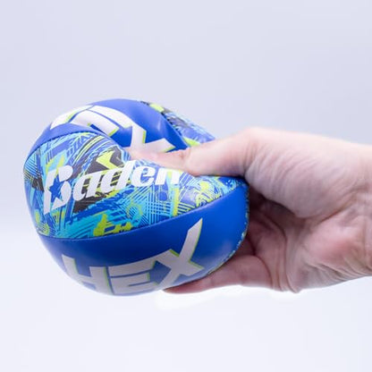 Baden | Hex | Soft Touch Mini 3-Pack | 4 inch Football, Soccer Ball, Football | Safe for Indoor Play | Blue/Lime