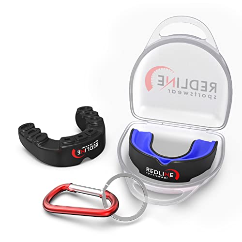 Sports Mouth Guard for Boxing, Football, MMA, Wrestling, Muay Thai, Hockey & Lacrosse Custom Fit Mouthguard for Men, Women, Kids & Youth Case Included, Comfortable, BPA Free, Braces Compatible - color: Blue & Black