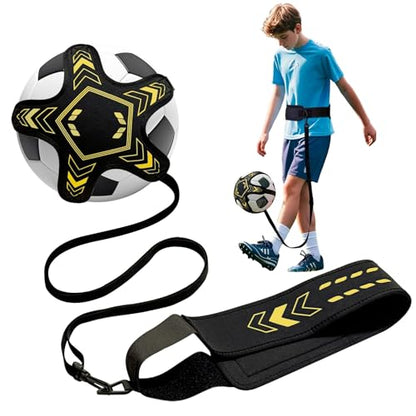 Soccer Training Equipment Football Kick Solo Trainer Adjustable Waist Belt Elastic Rope, Aids Hands Free Throw Sole Practice Fits Ball 3, 4, 5 and Volleyball Rugby (Yellow) - color: Yellow