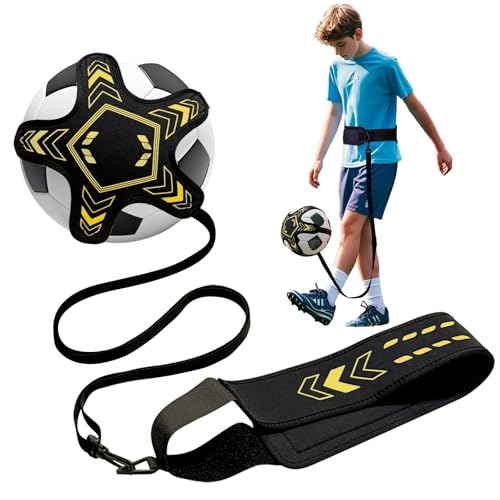Soccer Training Equipment Football Kick Solo Trainer Adjustable Waist Belt Elastic Rope, Aids Hands Free Throw Sole Practice Fits Ball 3, 4, 5 and Volleyball Rugby (Yellow) - color: Yellow