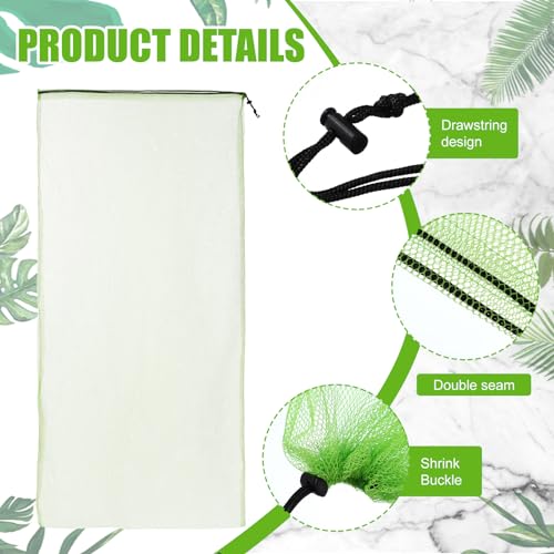 6 Pcs large Mesh Bag 24 x 48 inch Ball Mesh Drawstring Storage Sports Equipment Bag for Balls Beach - color: Green