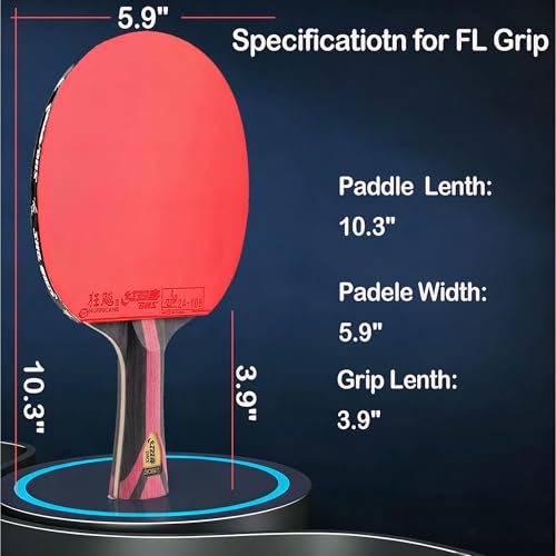 DHS Ping Pong Paddles,Table Tennis Racket with Hurricane 3 High Spin & Speed for Advanced Offensive Players, Flared Handle