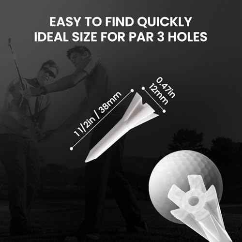 Amy Sport Golf Tees Plastic Unbreakable 1 1/2 Inch Value 120 Pack, Stable Short Tees with Side Spin Design for Less Friction & Par 3 Holes, Easy to Find for Driving Range