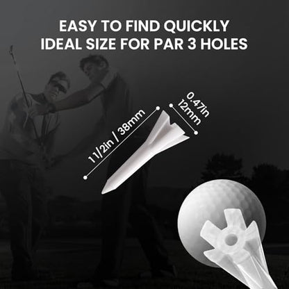 Amy Sport Golf Tees Plastic Unbreakable 1 1/2 Inch Value 120 Pack, Stable Short Tees with Side Spin Design for Less Friction & Par 3 Holes, Easy to Find for Driving Range