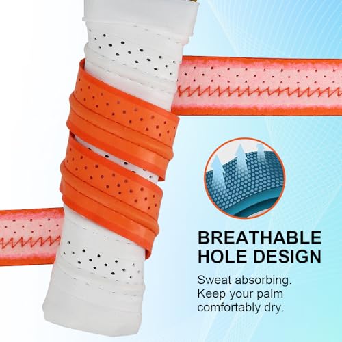 Pickleball Grip Tape 3pcs Overgrip Pickleball Paddle Grip Tape with Raised Ridge Replacement Grip Wrap Accessory for Pickleball Paddle Handle - color: Yellow red and orange