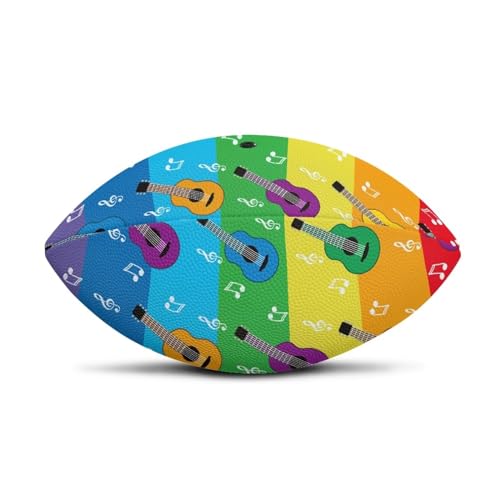 SYtrade Recreational Football Game Footballs PU Composite Leather Footballs for Training Indoor Outdoor - color: Guitar Music Rainbow Stripe