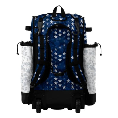 Boombah Superpack Hybrid Rolling Bat Bag - Wheeled & Backpack Version - USA United Navy/Red/White