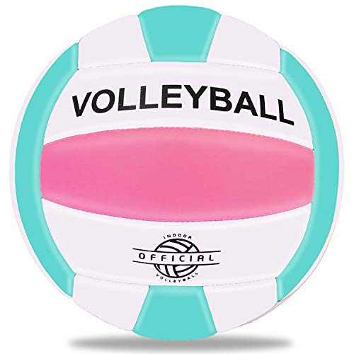EVZOM Super Soft Volleyball Beach Volleyball Official Size 5 for Outdoor/Indoor/Pool/Gym/Training Premium Volleyballs Equipment Durability Stability Sports Ball - color: Pink/Blue