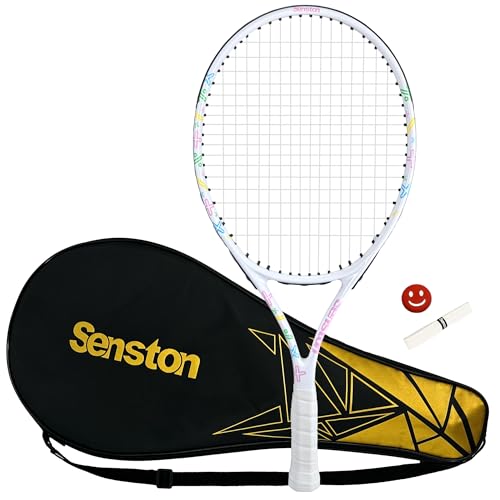 Senston 19" 23" 25" Kids Junior Tennis Racquet for Kids Children Boys Girls Tennis Rackets with Racket Cover - color: White, size: 23 inch