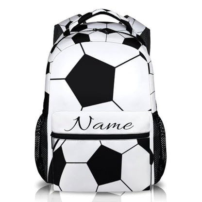 Kids Backpack for School Personalized Football Backpacks for Boys, Kids Back to School Supplies 17 Inch Leisure Football Bookbag for Travel Preschool Elementary Kindergarten - color: Black