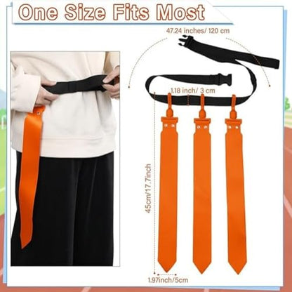 Junkin 6/8/10 Players Flag Football Sets Adjustable Football Belts and Flags for Youths Teens Kids Adults Players Sports Team - color: Orange,black