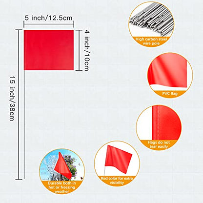 50 Pack Marking Flags Marker Flags for Lawn, IKAYAS 4 * 5 * 15 Inch Red and Blue PVC Small Yard Flags Yard Marking Flags Lawn Flags, Garden Flags, Survey Flags, Irrigation Flags, Landscape Flags - color: red and blue