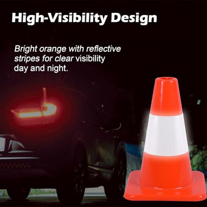 4 Pack 12" Orange Traffic Cones – Durable PVC Safety Cones with High Visibility for Parking, Construction, Sports & Training – Weather-Resistant (12 inch -4Pack) - size: 12 inch -4Pack