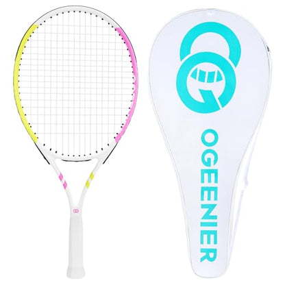 Kids Tennis Racket 23 Inch, Lightweight Aluminum Tennis Racquet for Junior Boys & Girls Beginner with Tennis Bag